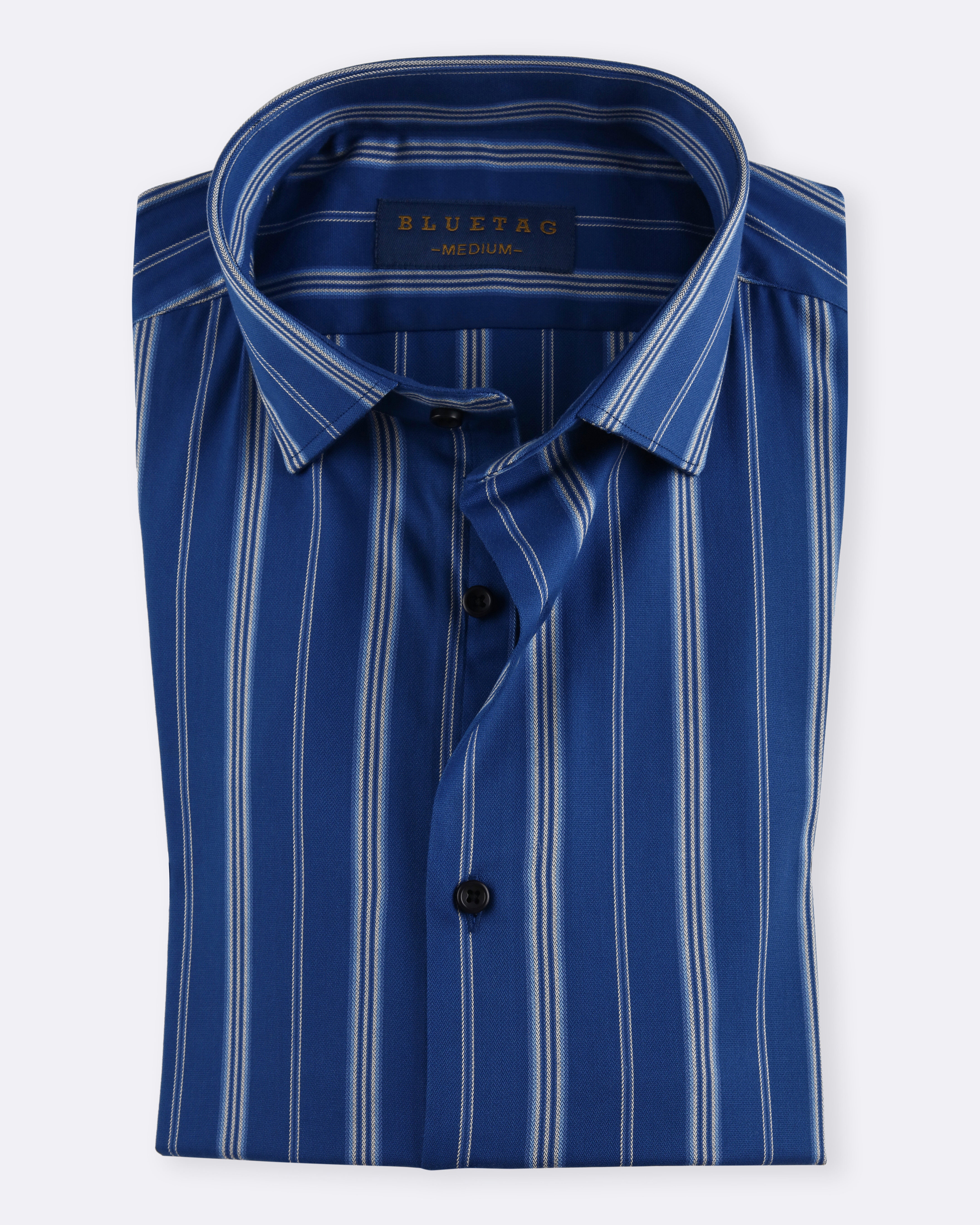 Teal & White Bold Striped Shirt