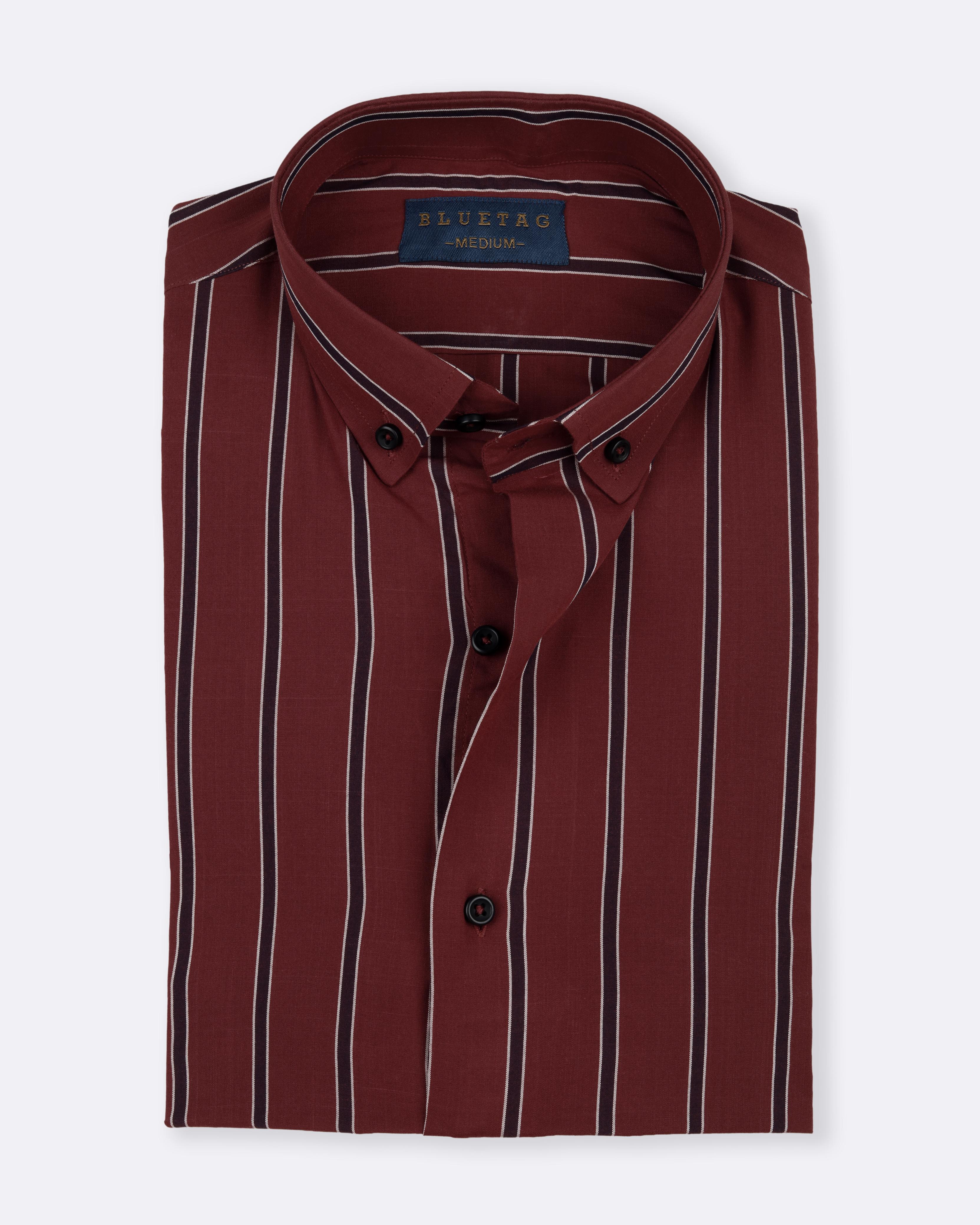 Classic Burgundy Striped Shirt